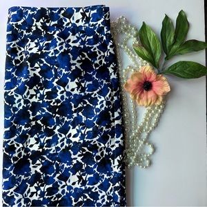 J.Crew Printed Stretch Cotton Sateen Pencil Skirt in Blue Floral